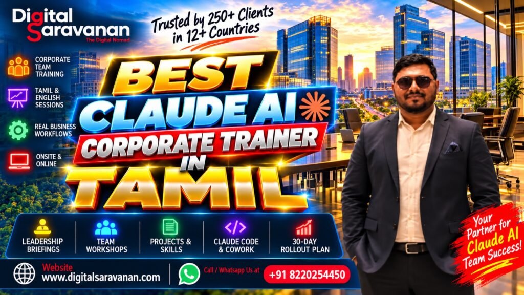 Best Claude AI corporate trainer in Tamil - Digital Saravanan, Claude AI trainer for company teams in Tamil and English